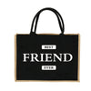 Vintage Jute Shopping Tote Bag with Waterproof Lining