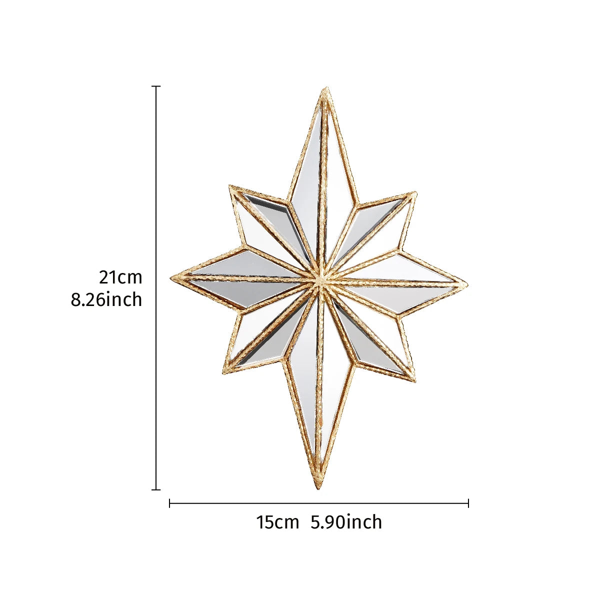 A gold-framed octagonal star resin wall mirror with a reflective surface.