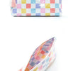 Large-Capacity Striped Cosmetic Bag with Contrasting Design