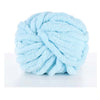 A ball of light blue chunky acrylic yarn for knitting and crochet