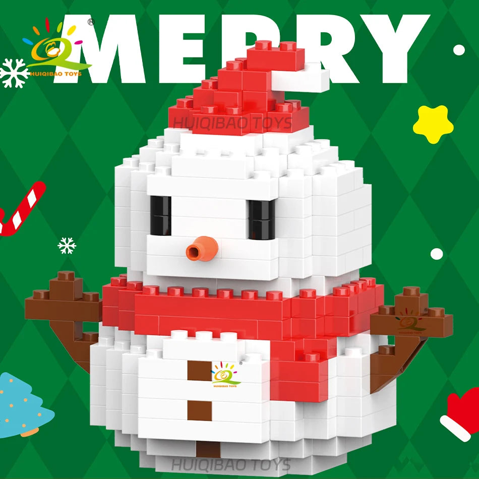 Mini Christmas Tree Building Block Set with Santa, Snowman & Elk