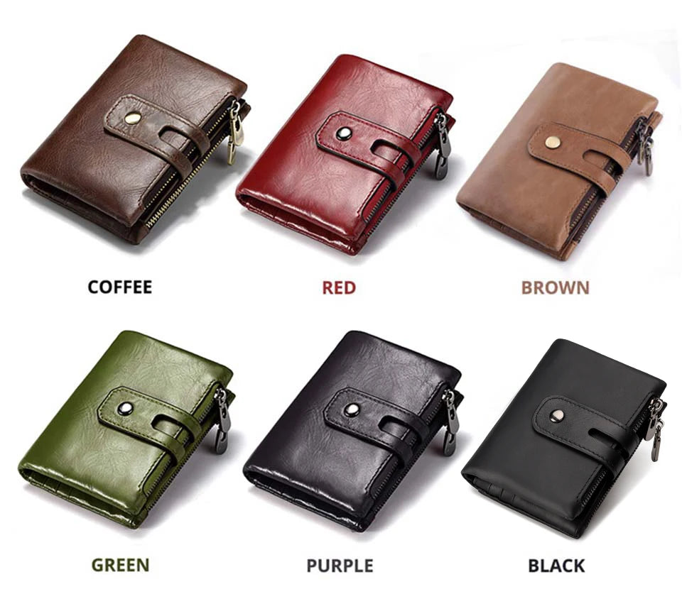 Vintage Leather Wallet with RFID Protection and Multiple Compartments