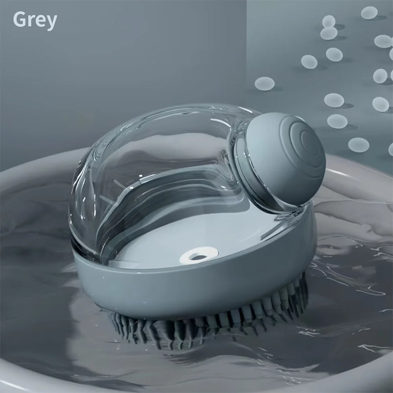 Brosse de bain en silicone pour animaux avec distributeur de savon