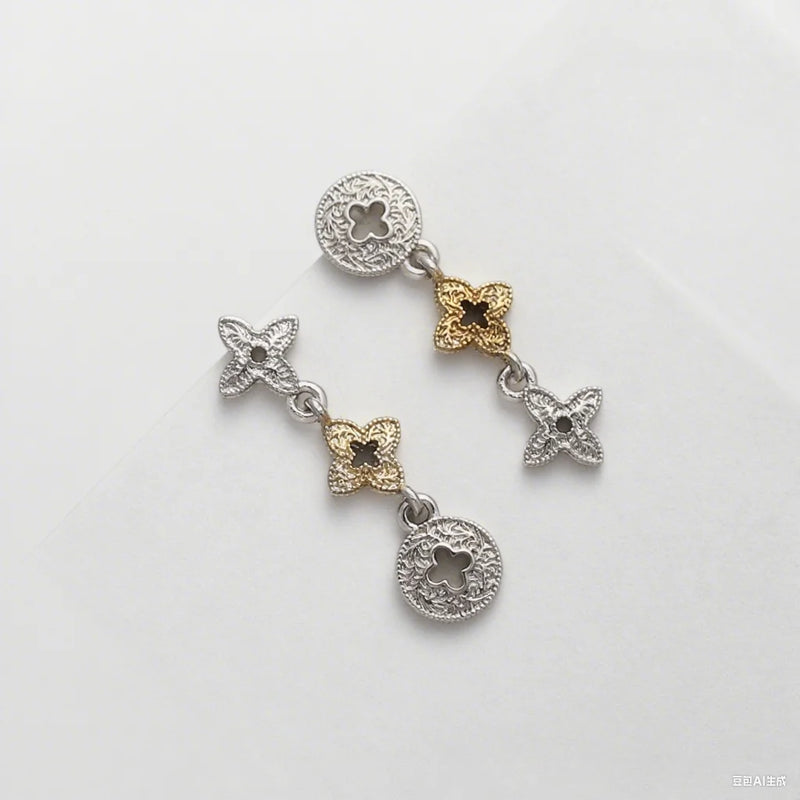 Two-Tone Clover Stud Earrings