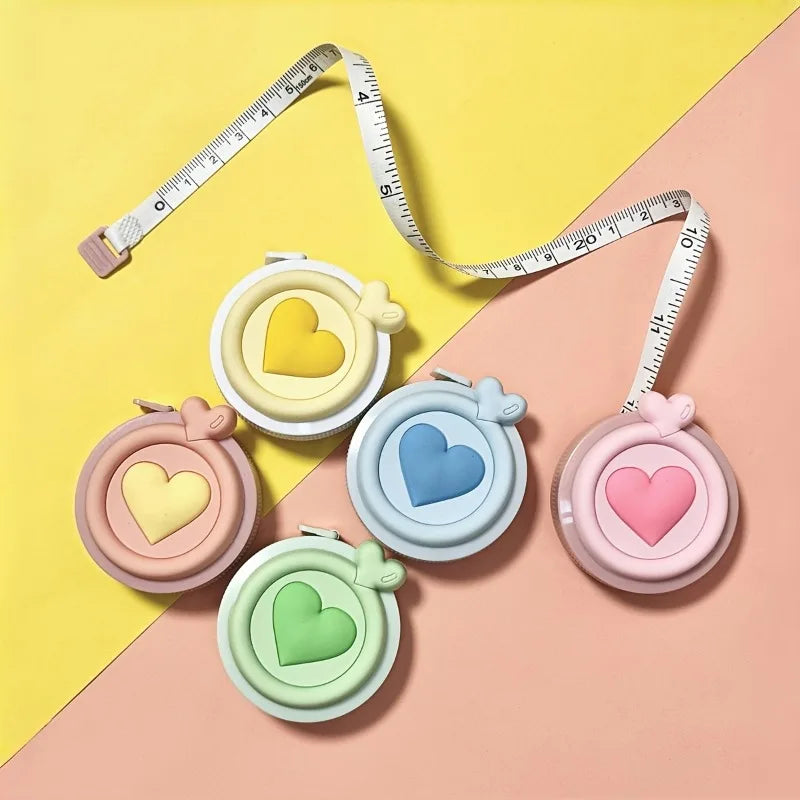 Pastel Heart-Shaped Retractable Tape Measure