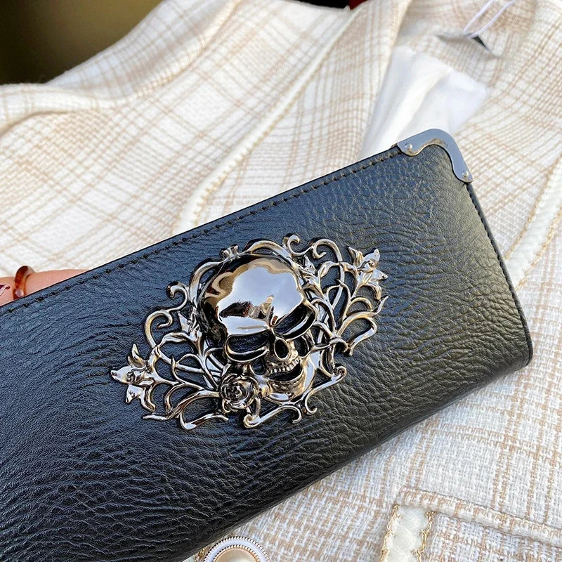 Skull Punk Style Long Wallet with RFID Protection
