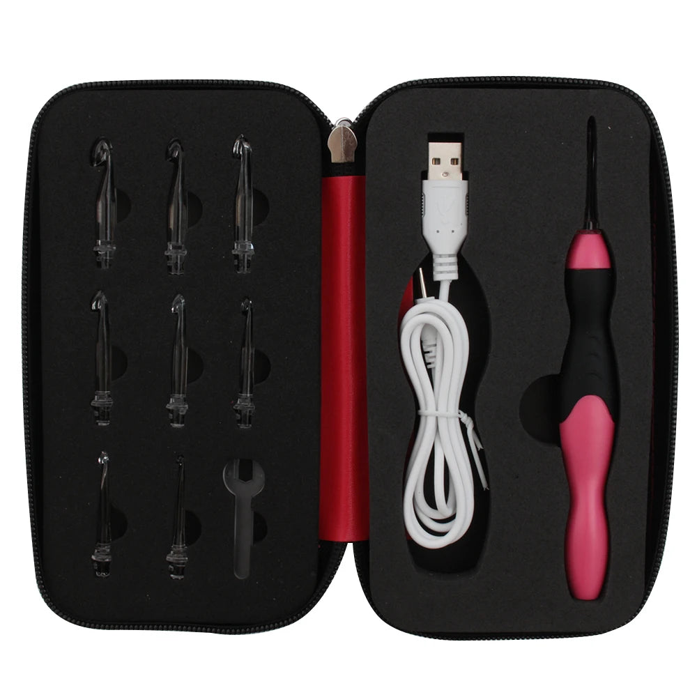 LED Lighted Crochet Hook Set with USB Rechargeable Handle