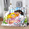 Cartoon Anime Flannel Throw Blanket in Candy Girl Design