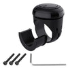Black 360 degree rotating steering wheel spinner knob with a metal rod.