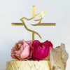 Elegant Gold Acrylic Cross Cake Toppers for Religious Celebrations