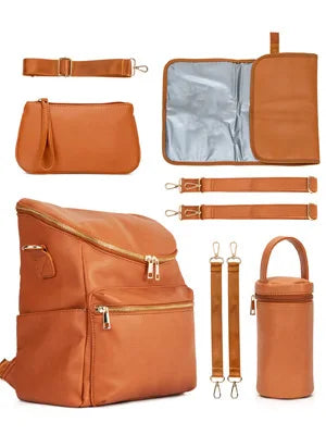 Leather-Look 20L Diaper Backpack with Stroller Straps