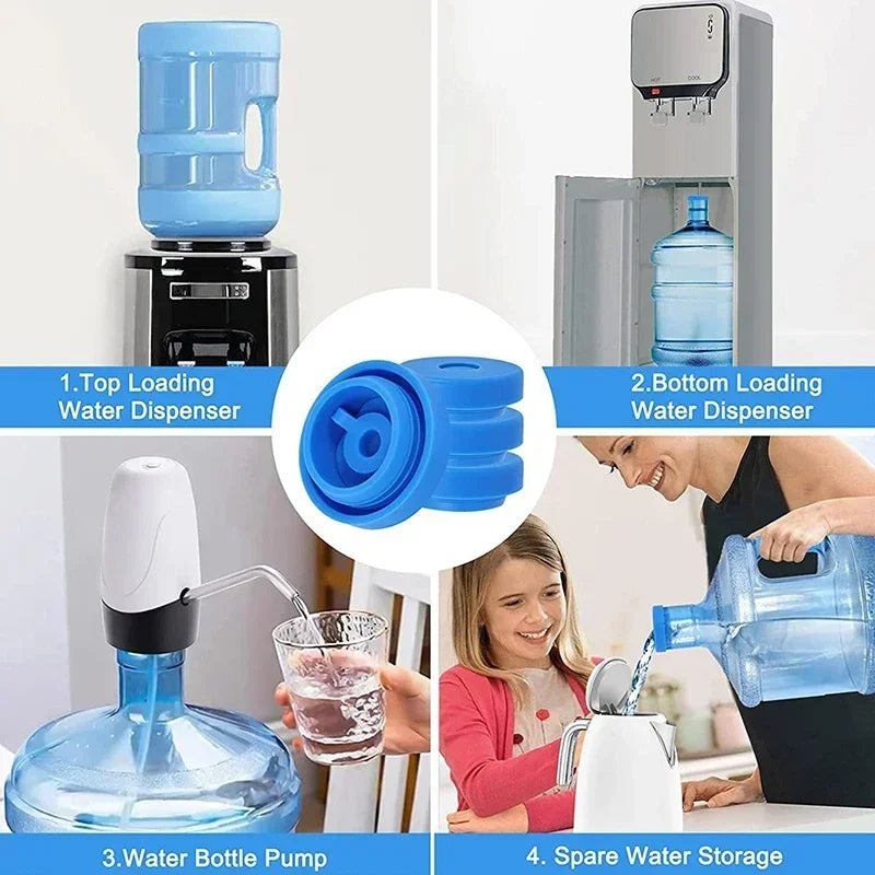 Spill-Resistant Silicone Water Jug Cap for 3 & 5 Gallon Bottles