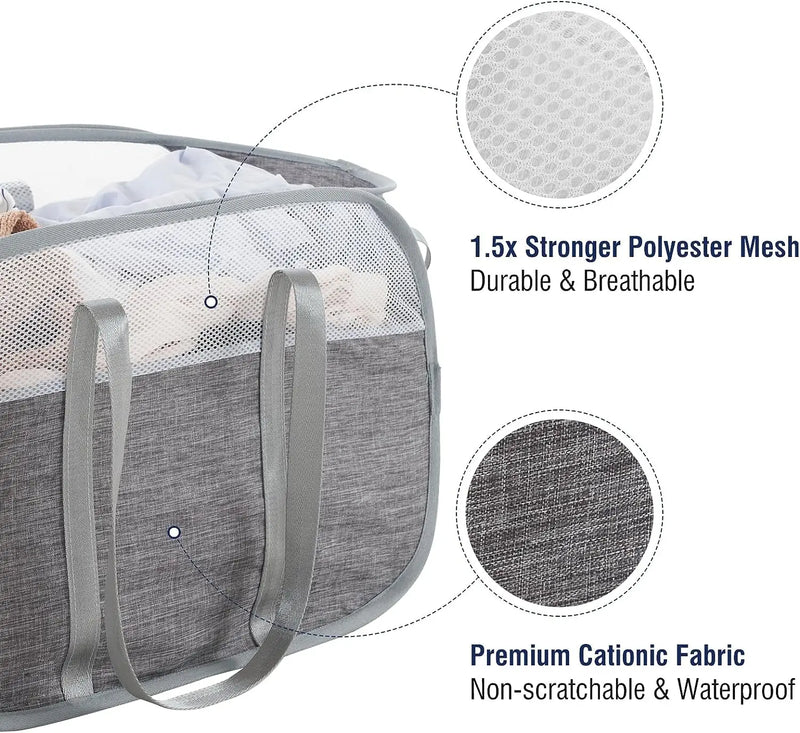 Collapsible Laundry Hamper with Reinforced Handles