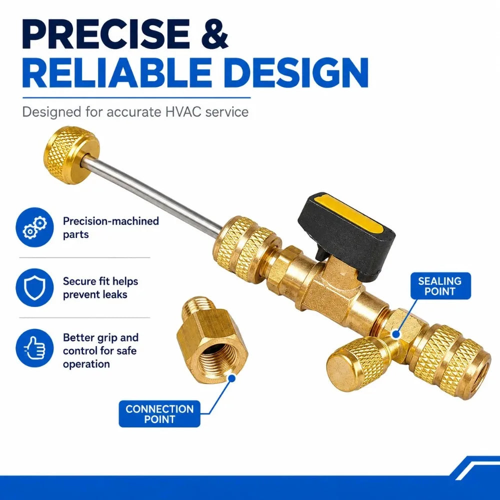 Dual-Size Refrigerant Valve Core Remover & Installer Kit with 10 Spare Cores