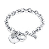 Bracelet en acier inoxydable avec pendentif double cœur