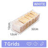 White foldable closet organizer box with 7 grids for storing underwear, socks, and accessories