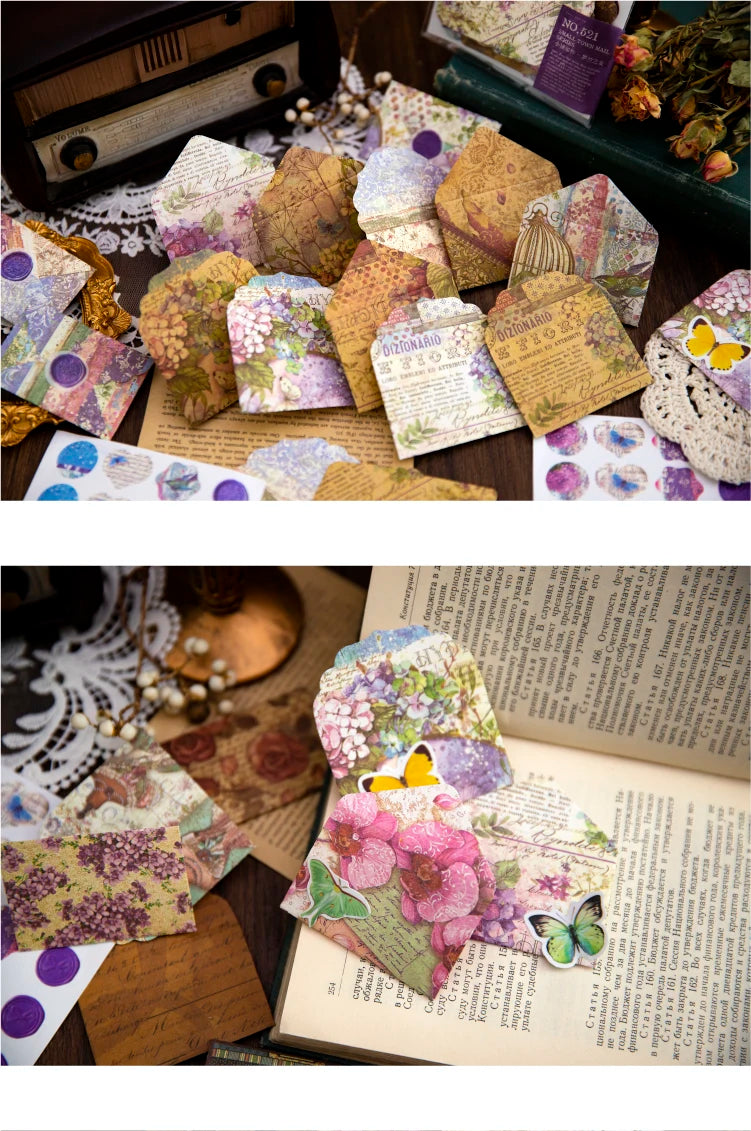 Vintage Mini Envelope Set with Seal Stickers - 40 Pack