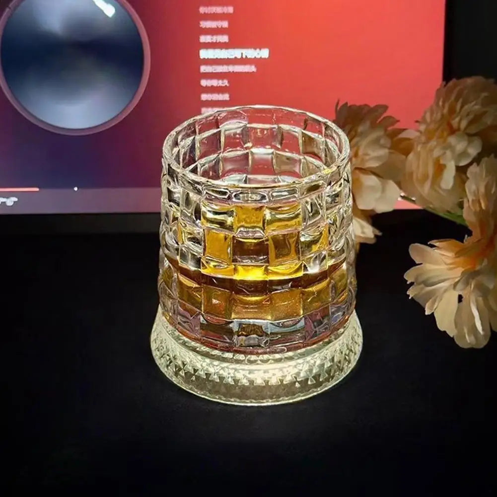 Luminous LED Whiskey Glass with Rotating Display