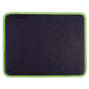 A dark blue magnetic tool mat with a light green trim and a magnetic grip.