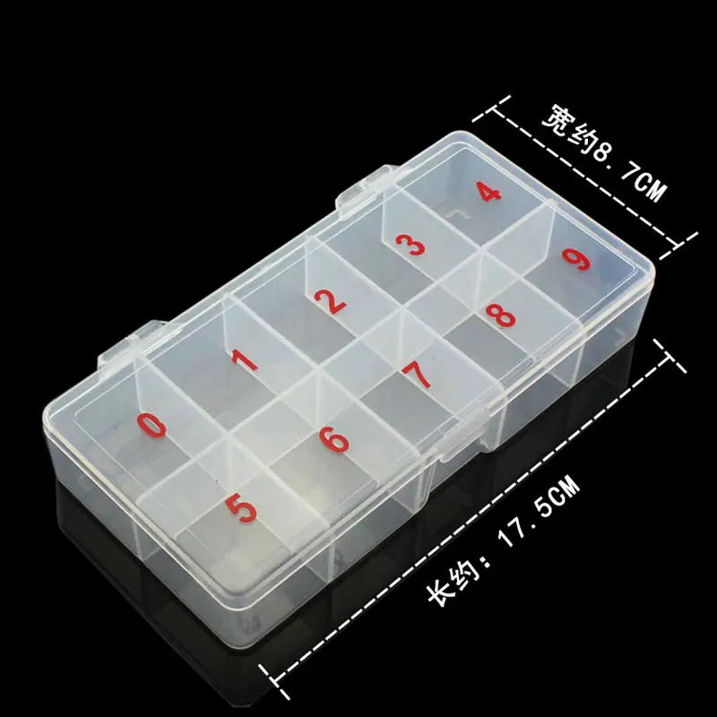 Clear Nail Tip Storage Box with Compartments