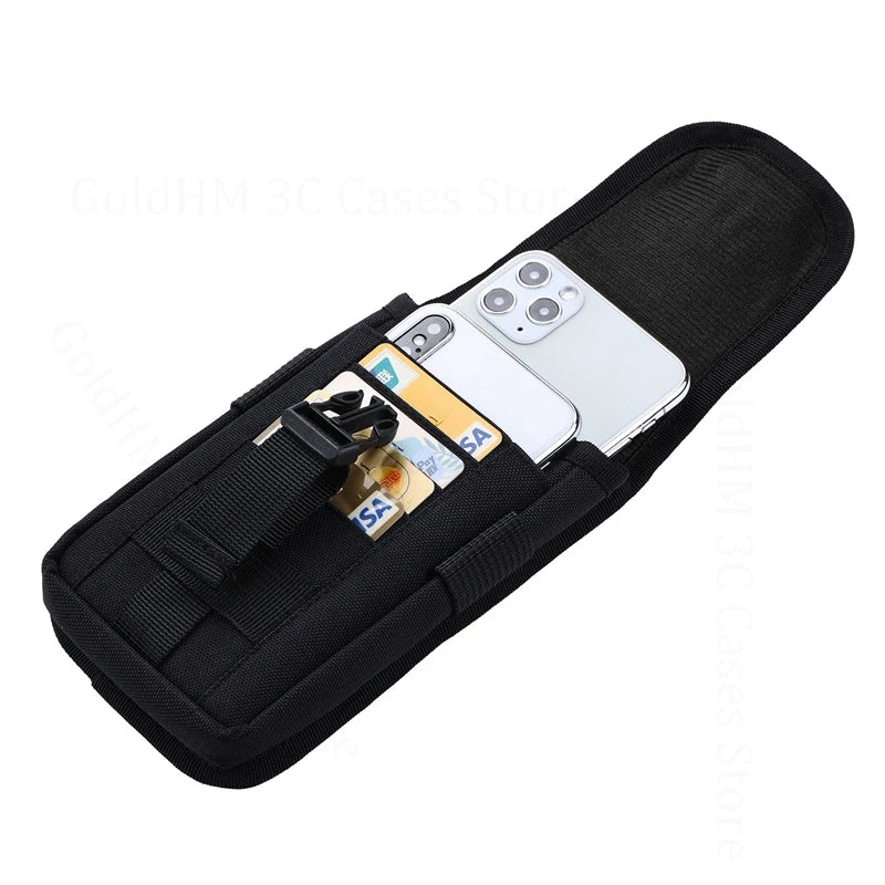 Black multilayer card slot phone pouch with belt loop for a Doogee phone