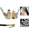 Brass tire inflator quick-connect adapter with clip-on lock and a separate connector piece
