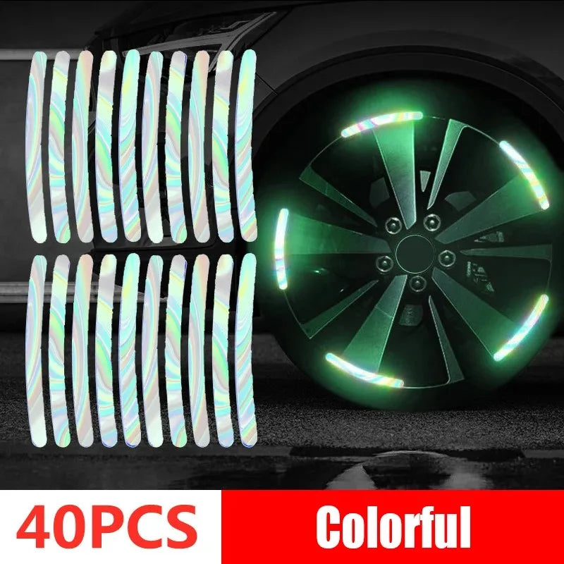 Multicolor Reflective Wheel Hub Stickers for Cars and Motorcycles