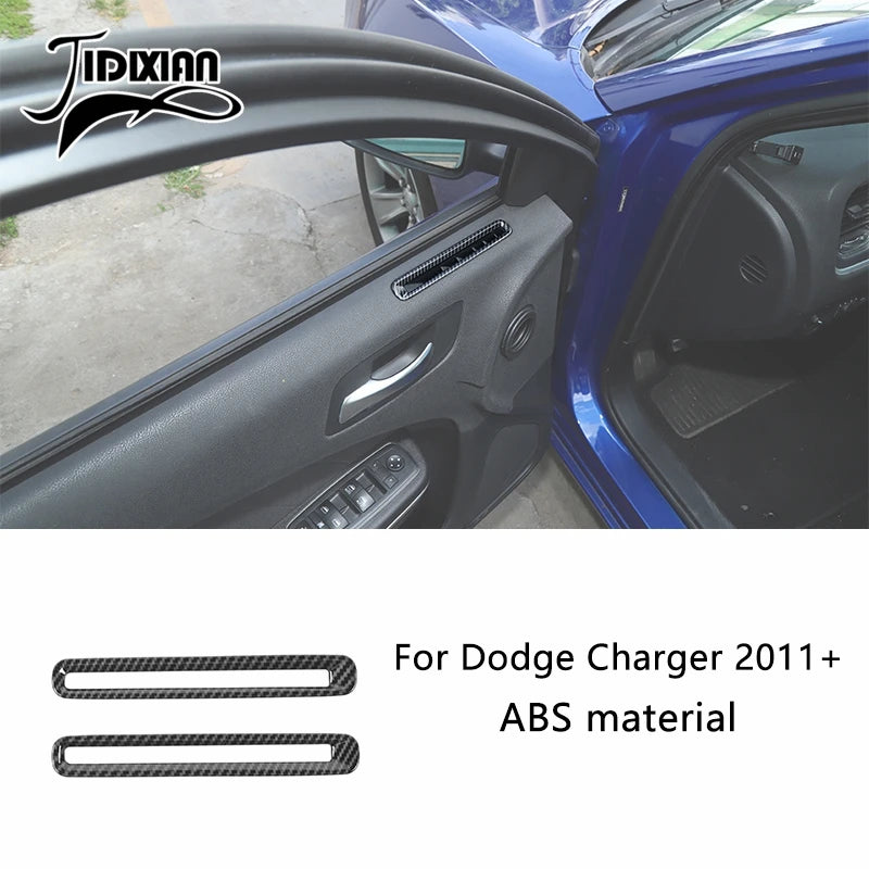 Carbon fiber interior trim kit for Dodge Charger featuring ABS material components.