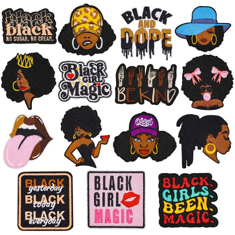 Embroidered Iron-On Patch – Stylish Black Queen Design