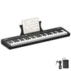 A black 61-key digital piano with a stand, bench, headphones, and pedal displayed on a white background.