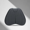A dark gray memory foam lumbar support and neck pillow set shown from the back.