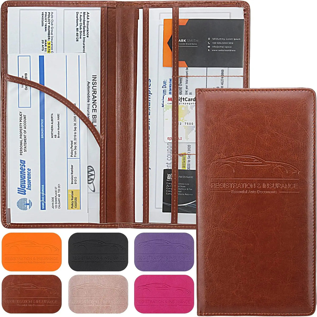 Premium PU Leather Car Document Organizer for Registration and Insurance