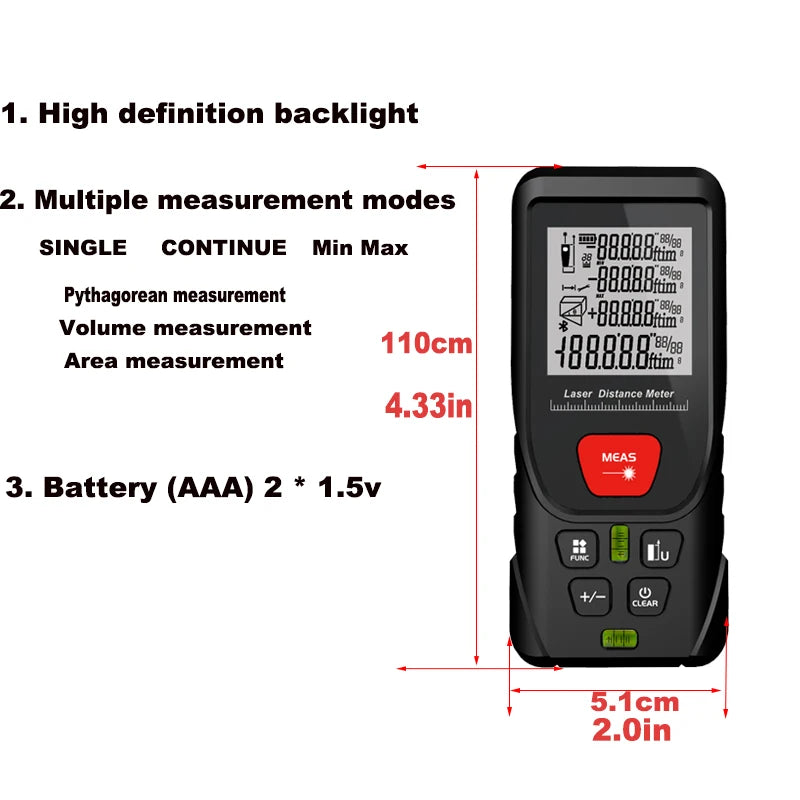 Laser Distance Meter with Digital Display