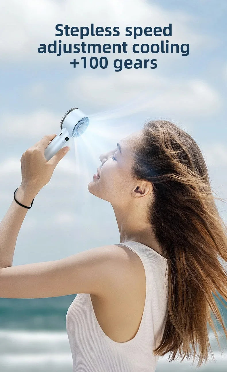 Portable High-Speed Rechargeable Handheld Fan with LED Display