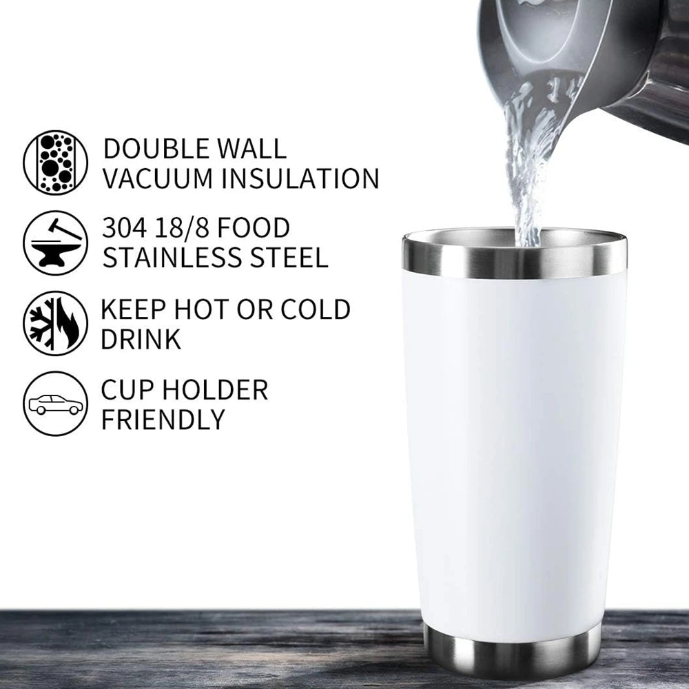 Doppelwandiges Edelstahl-Tumbler mit Deckel und Strohhalm