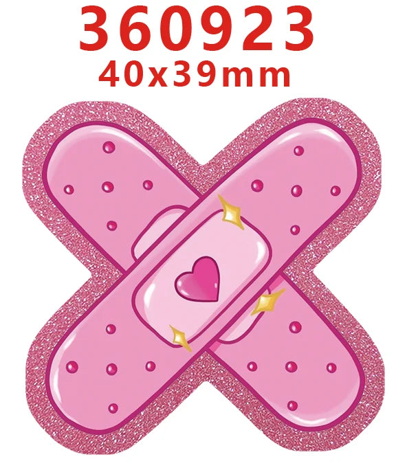 A pink glitter acrylic nurse badge charm set measuring 40x39mm.
