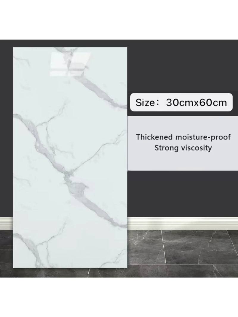 10-Pack Marble Tile Sticker Sheets - Peel-and-Stick 30 x 60 cm, Waterproof PVC Tiles