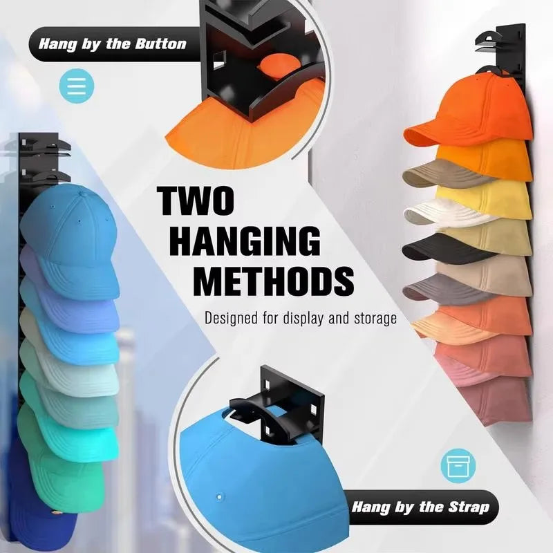 Wall-Mounted Hat Rack for Caps and Accessories