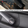 Close-up of a black windshield wiper hole protective cover installed on a car, preventing blockages.