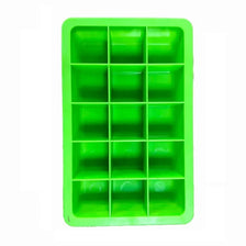 A bright green plastic storage box with multiple square compartments for organizing small items like screws, hardware, or jew