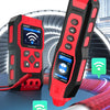 A red and black underground cable tracer device is shown detecting electrical lines and water pipes.