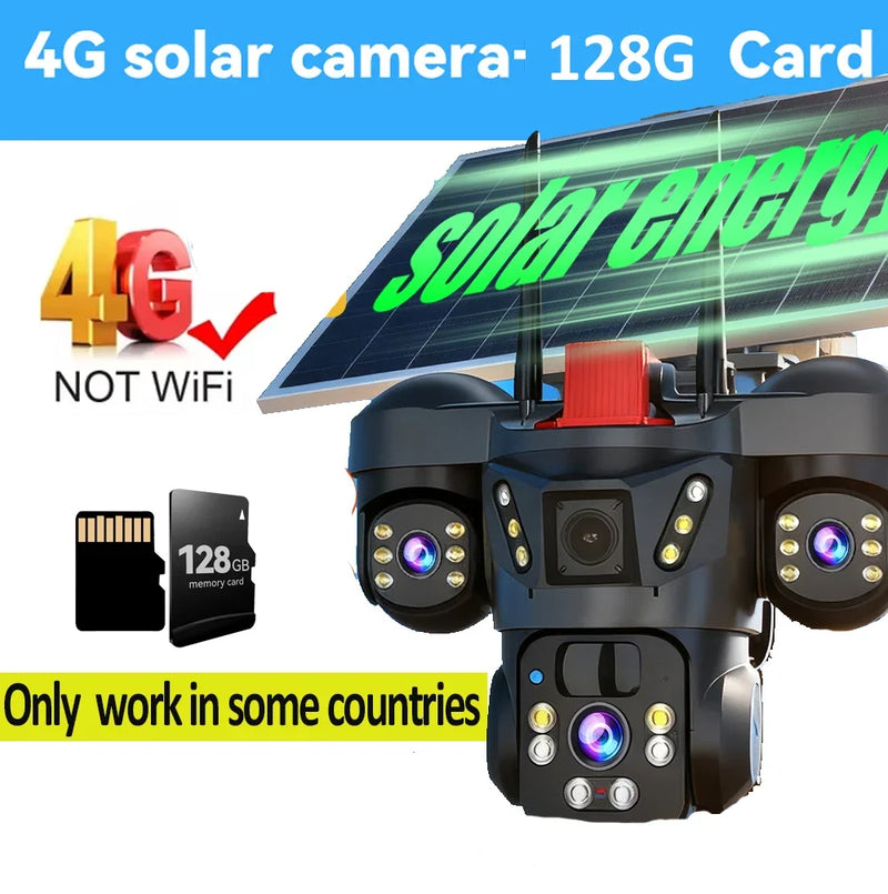 Solar-Powered Triple-Lens PTZ Security Camera
