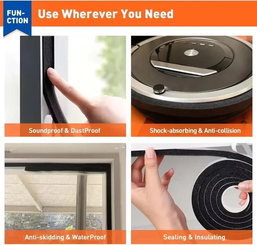 Self-Adhesive Foam Weather Stripping for Doors and Windows