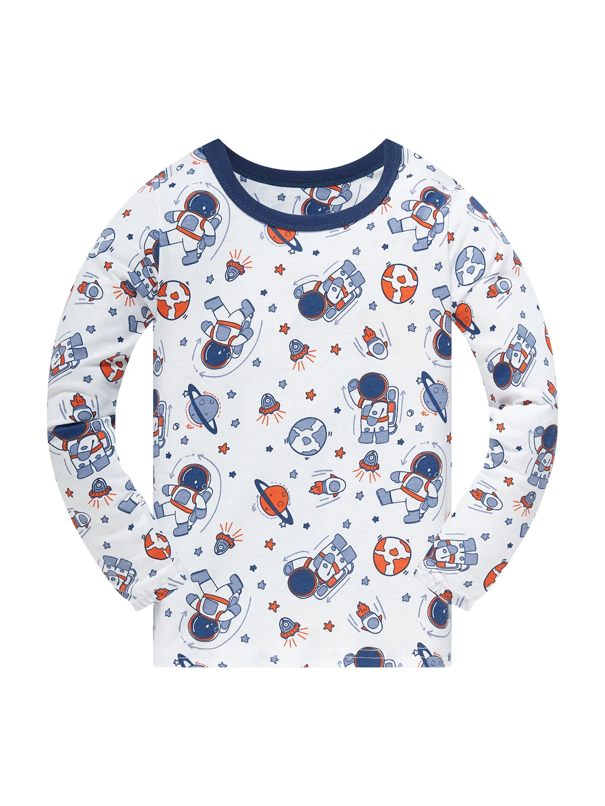 Kids' Cotton Cartoon Astronaut Pajama Set