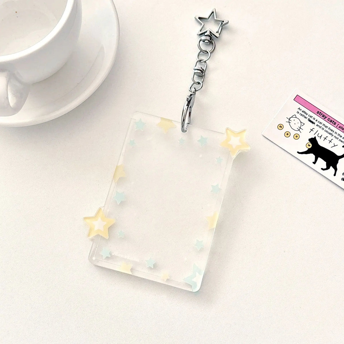Transparent Acrylic Photocard Holder with Star Pendant Keychain