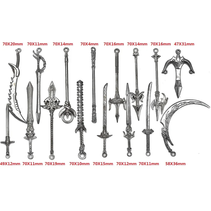 A collection of 16 gun-shaped charms for DIY jewelry making in various styles and sizes.