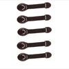 A pack of five black child safety cabinet locks for drawers and doors.