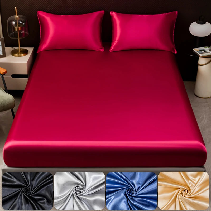 Luxury Satin Bedding Set with Fitted Sheet and Pillowcases