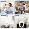 A collection of disposable toilet seat covers and portable hygiene liners used for potty training, public toilets, and airpor