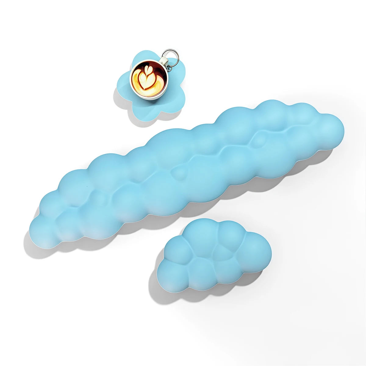 Cloud Wrist Rest Set with Floral Coaster and Non-Slip Base